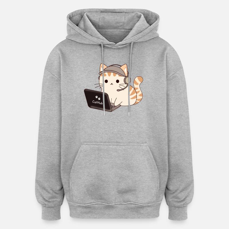 CatHub Katzenstreamer-Charme - Oversized Unisex Hoodie - Grau meliert