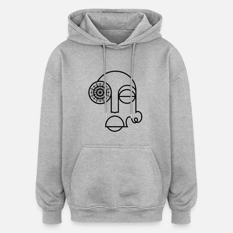 Abstraktes Gesicht / Modernes abstraktes Gesicht - Oversized Unisex Hoodie - Grau meliert