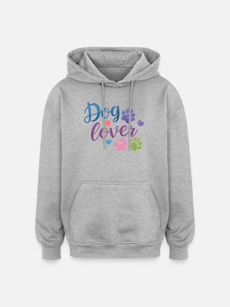 Dog Lover Watercolor Paw Print - Oversized Unisex Hoodie - heather grey