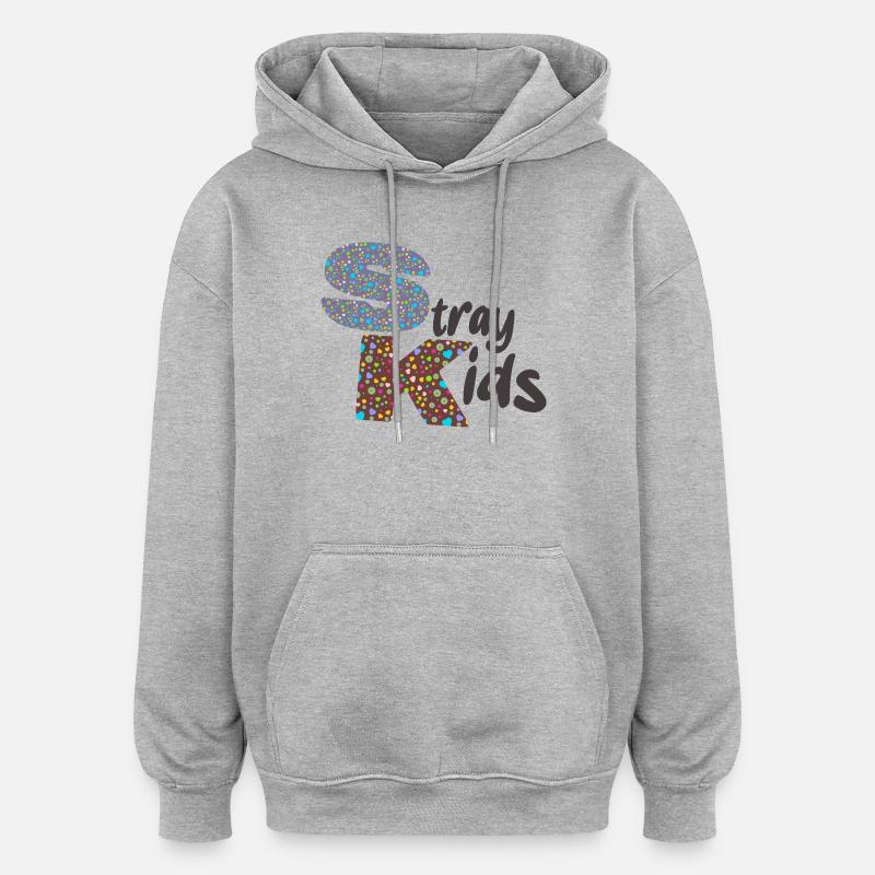 Texte des enfants errants - Sweat à capuche oversize unisexe - gris chiné