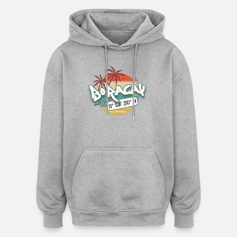 Breitengrade  - Oversized Unisex Hoodie - Grau meliert