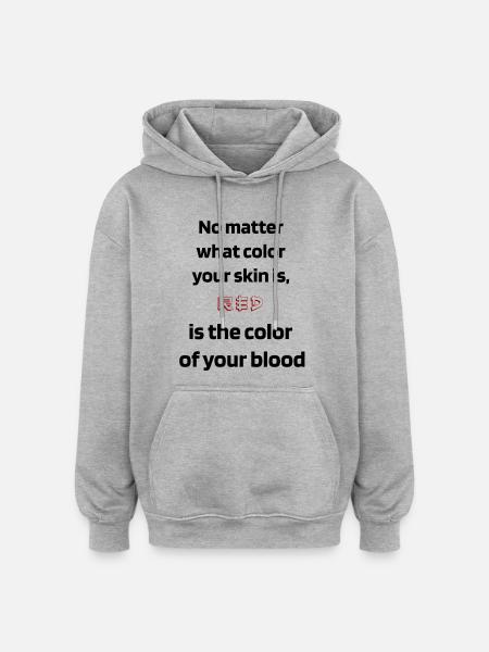 Blutfarbe - Oversized Unisex Hoodie - Grau meliert