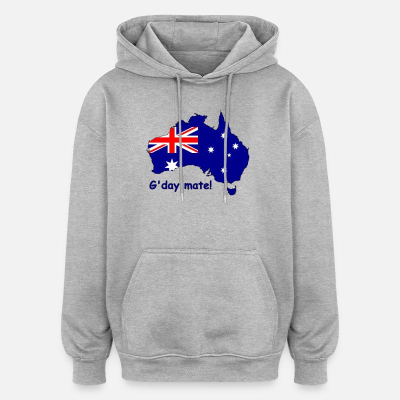 G’day Mate Drapeau australien - Sweat à capuche oversize unisexe - gris chiné