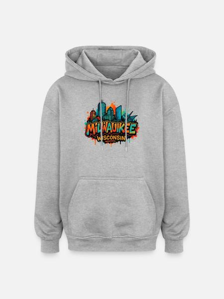 Milwaukee Skyline Splash Wisconsin - Oversized Unisex Hoodie - heather grey