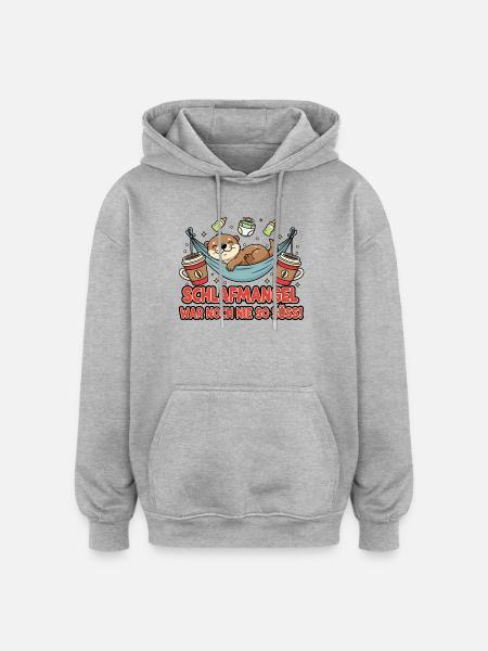 Sleeping angel otter in hammock - Oversized Unisex Hoodie - heather grey