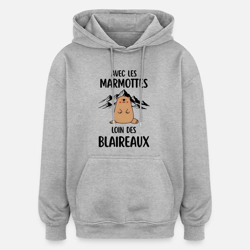 Marmotte - Sweat à capuche oversize unisexe - gris chiné