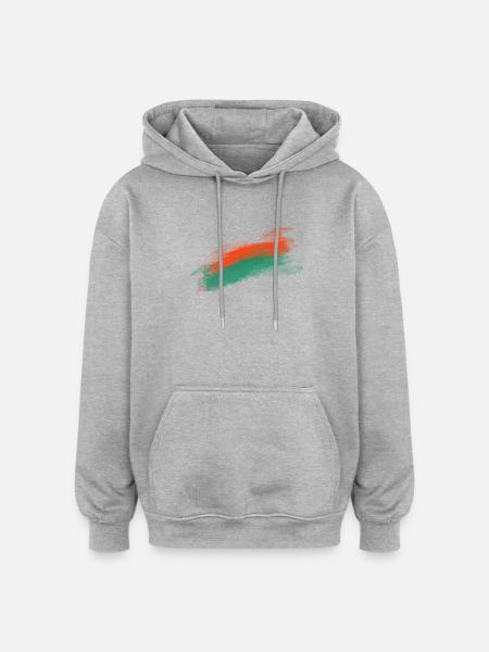 Orangen-Teal Pinselstrich Kunstdesign - Oversized Unisex Hoodie - Grau meliert