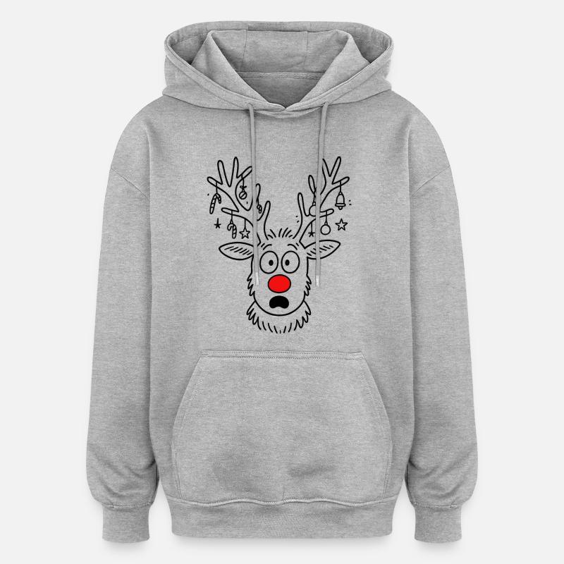 Renne Rudolph Joyeux Noël - Sweat à capuche oversize unisexe - gris chiné