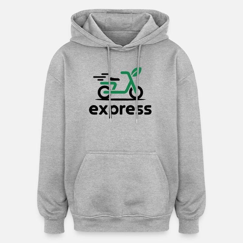 Eco Express Leaf Scooter Logo - Sweat à capuche oversize unisexe - gris chiné