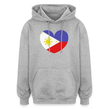 Drapeau du cœur des Philippines - Sweat à capuche oversize unisexe - gris chiné - Devant - Noah (186cm)