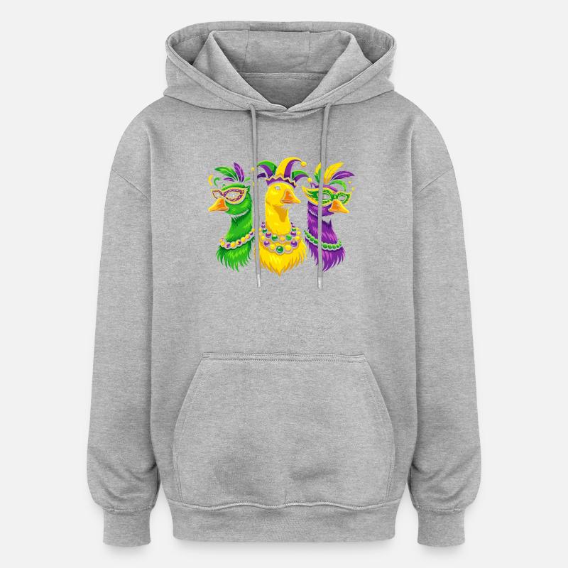 Karnevalstrio der Maskenvögel - Oversized Unisex Hoodie - Grau meliert