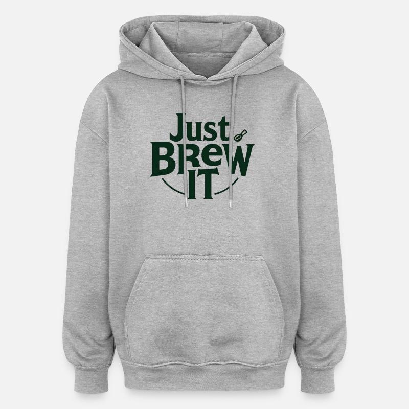 Just Brew It Logo Tee - Sweat à capuche oversize unisexe - gris chiné
