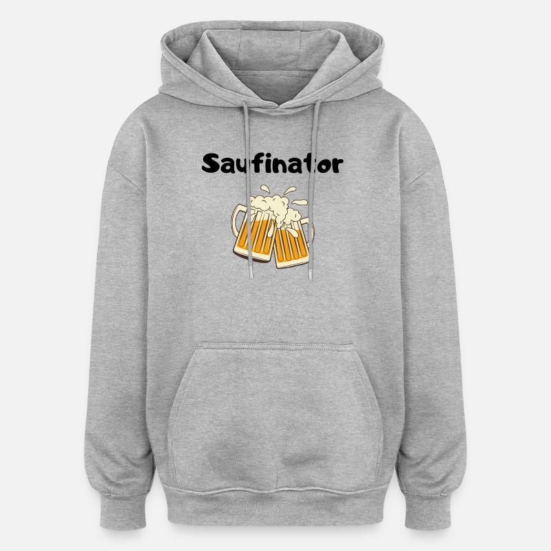 Saufinator - Oversized Unisex Hoodie - Grau meliert