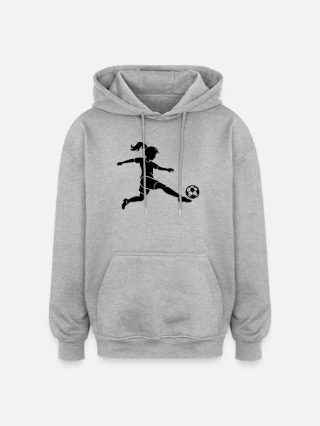 Fussballerin Fussball Silhouette - Oversized Unisex Hoodie - Grau meliert