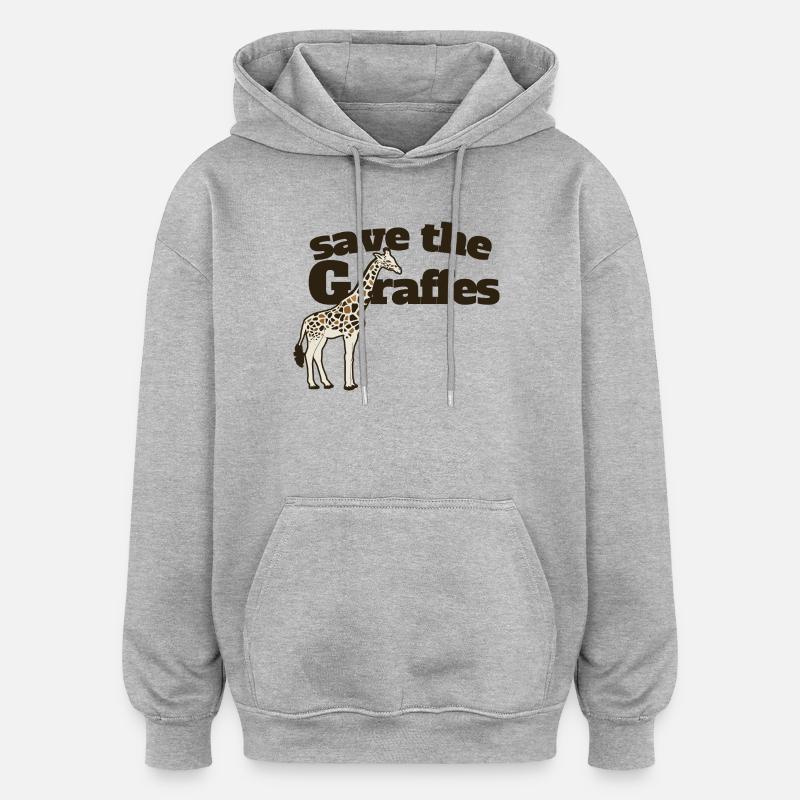 Save the Giraffes Giraffe Art Tee - Oversized Unisex Hoodie - Grau meliert