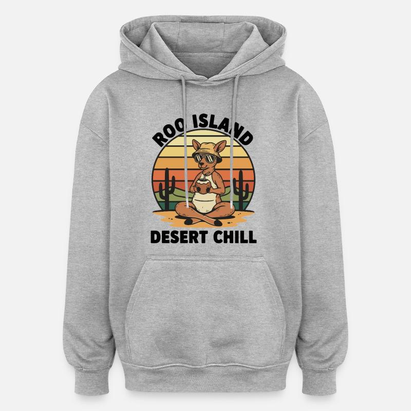 Kangourou Roo Island Desert Chill - Sweat à capuche oversize unisexe - gris chiné