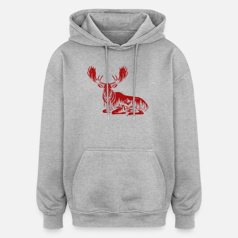 Alce - Felpa con cappuccio unisex oversize - grigio melange