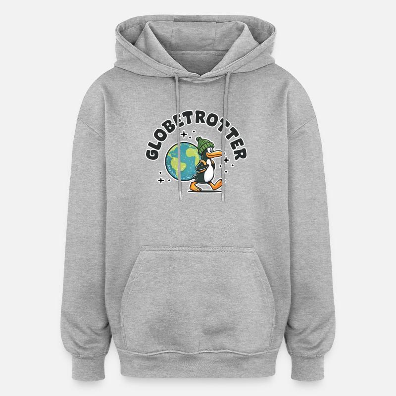 Globetrotteur, soif de voyage - Sweat à capuche oversize unisexe - gris chiné