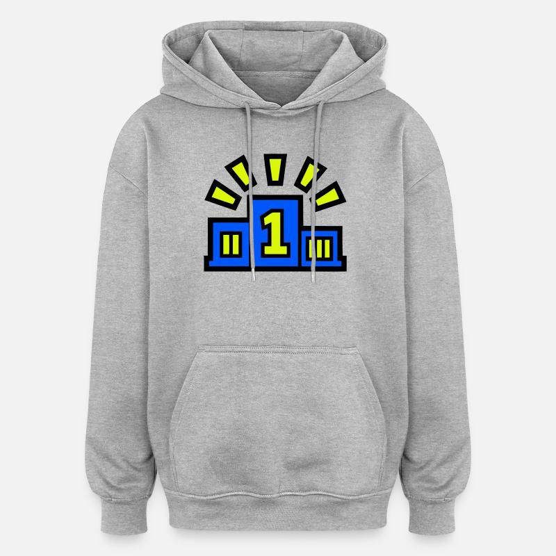 Sieger Podest Platz 1 Champion - Oversized Unisex Hoodie - Grau meliert