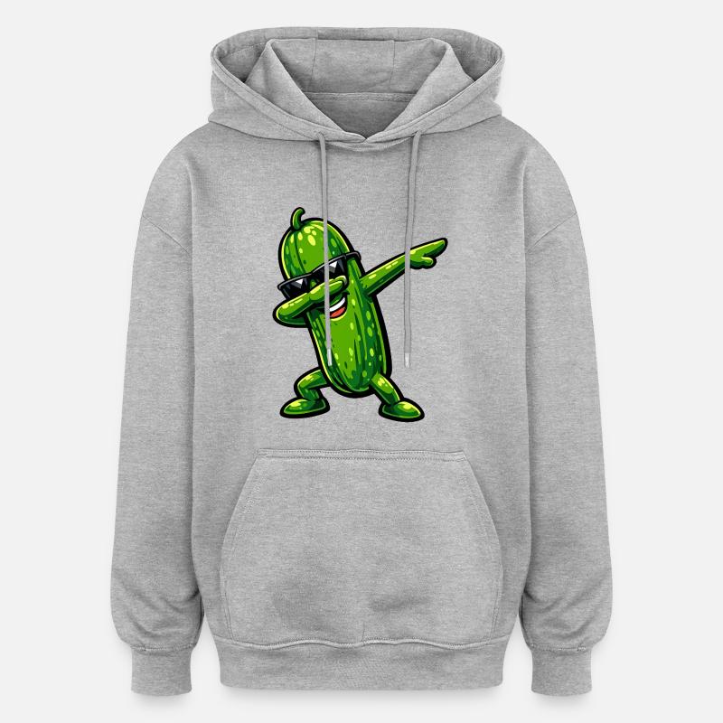 Tamponnement du concombre - Sweat à capuche oversize unisexe - gris chiné