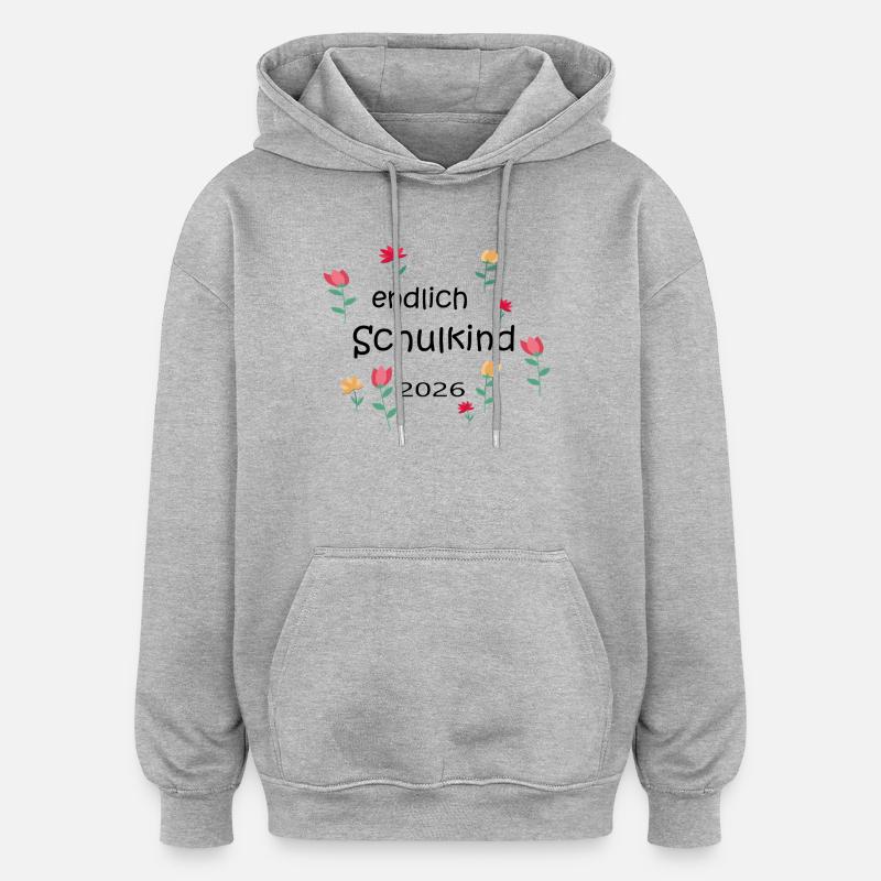Endlich Schulkind  - Oversized Unisex Hoodie - Grau meliert