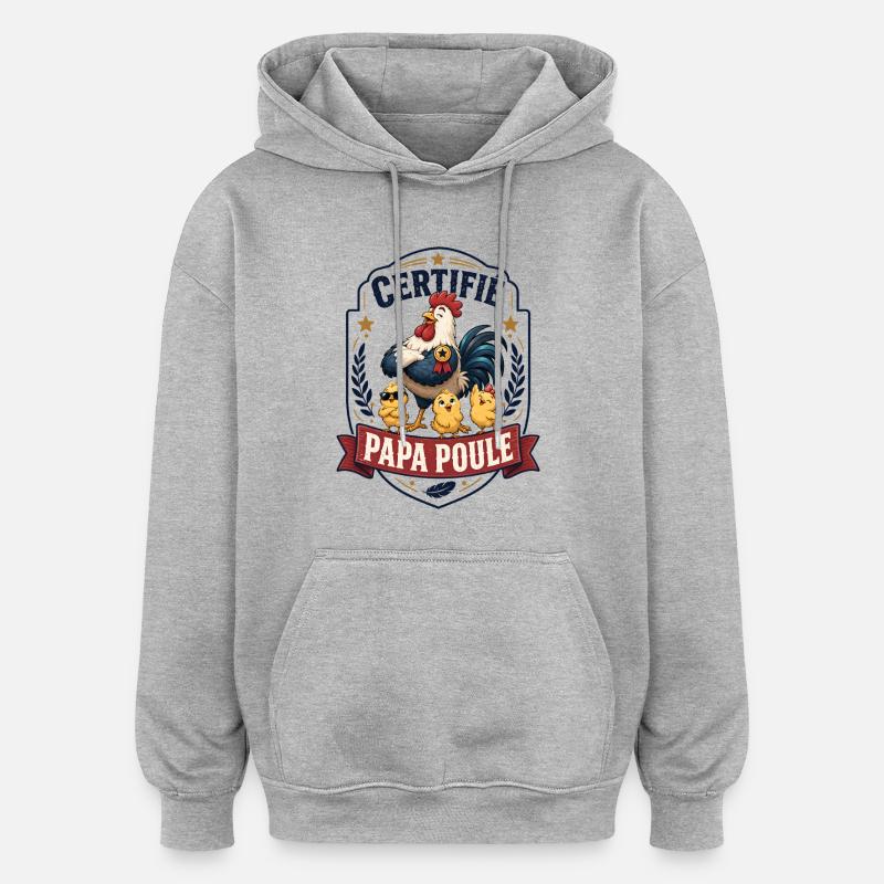 Zertifizierter Daddy Hen - Oversized Unisex Hoodie - Grau meliert