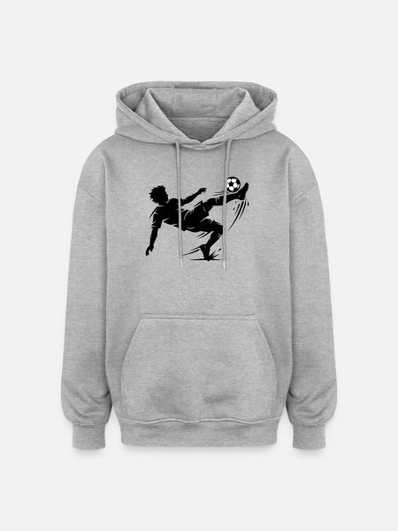 Overhead kick football silhouette - Oversized Unisex Hoodie - heather grey
