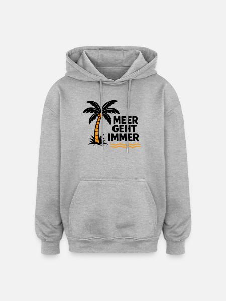 Orangen Palme am Meer - Oversized Unisex Hoodie - Grau meliert