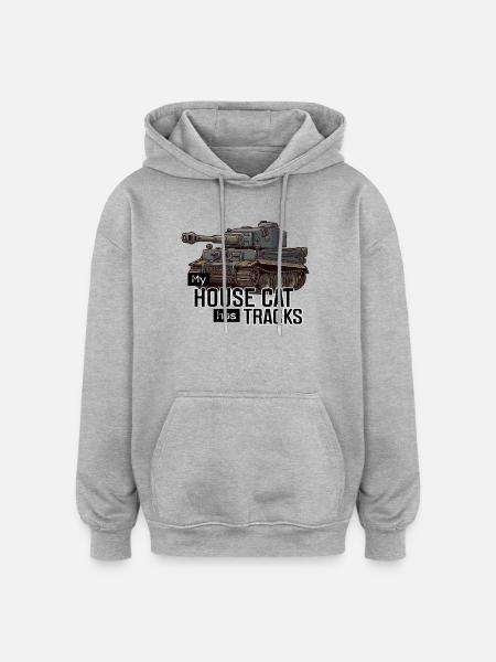 Panzer Tiger I – My House Cat ha cingoli RCCX - Felpa con cappuccio unisex oversize - grigio melange