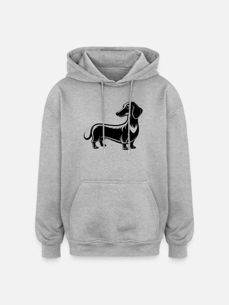 Extra Long Daschund - Oversized Unisex Hoodie - heather grey