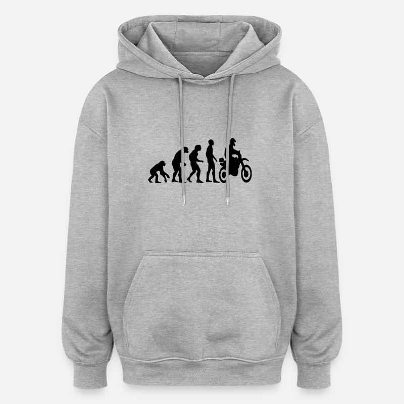 Human Evolution Enduro - Oversized Unisex Hoodie - heather grey