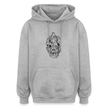 Tête de citrouille effrayante Monster - Sweat à capuche oversize unisexe - gris chiné - Devant - Noah (186cm)