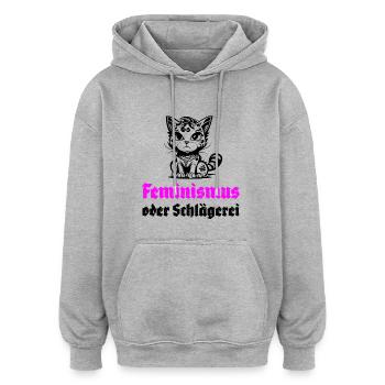 Feminismus oder Schlägerei - Oversized Unisex Hoodie - Grau meliert - Vorne - Noah (186cm)