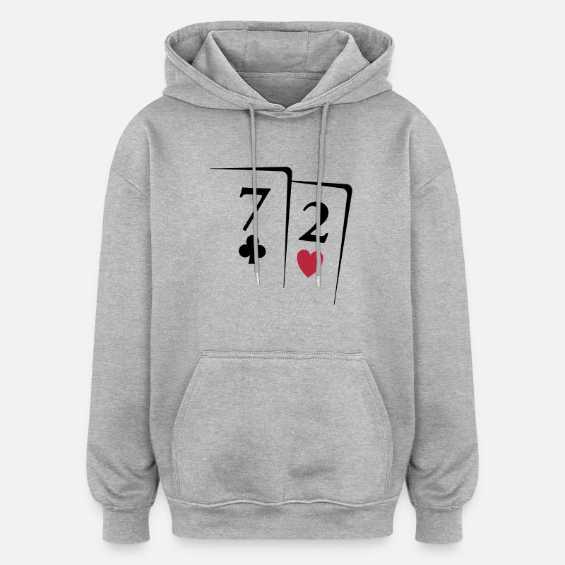 Poker Karten - Sweat à capuche oversize unisexe - gris chiné