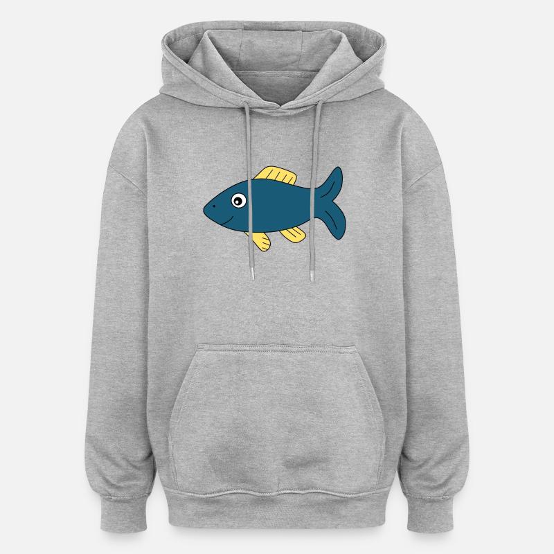 blue fish comic fish - Oversized Unisex Hoodie - heather grey