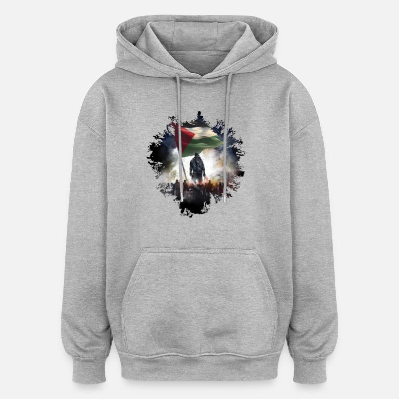 Libérez Palestina Gaza - Sweat à capuche oversize unisexe - gris chiné