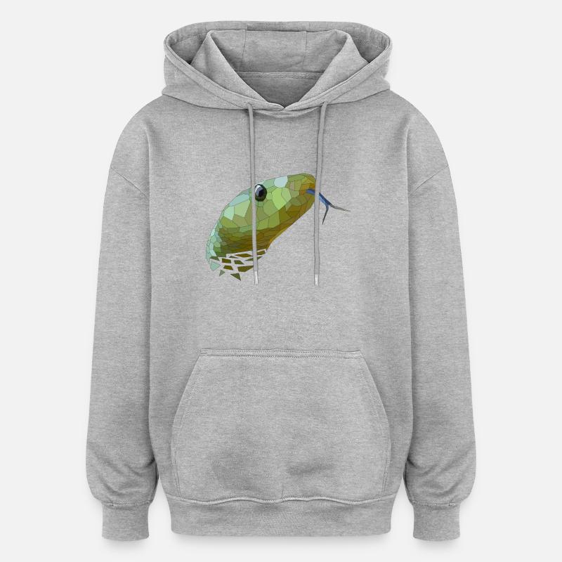Schlange geometrisch Low Poly - Oversized Unisex Hoodie - Grau meliert