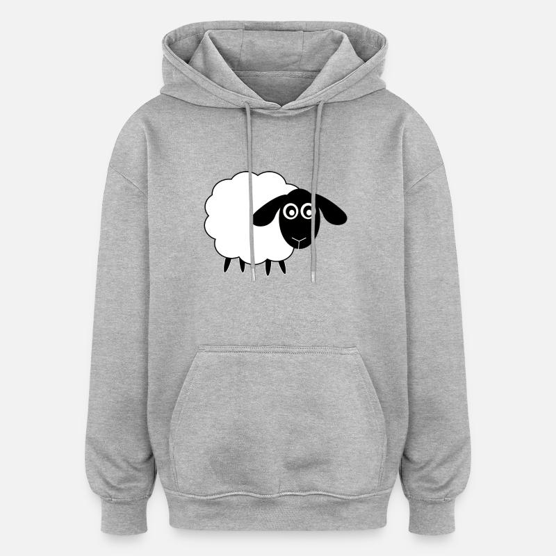 Mouton - Sweat à capuche oversize unisexe - gris chiné
