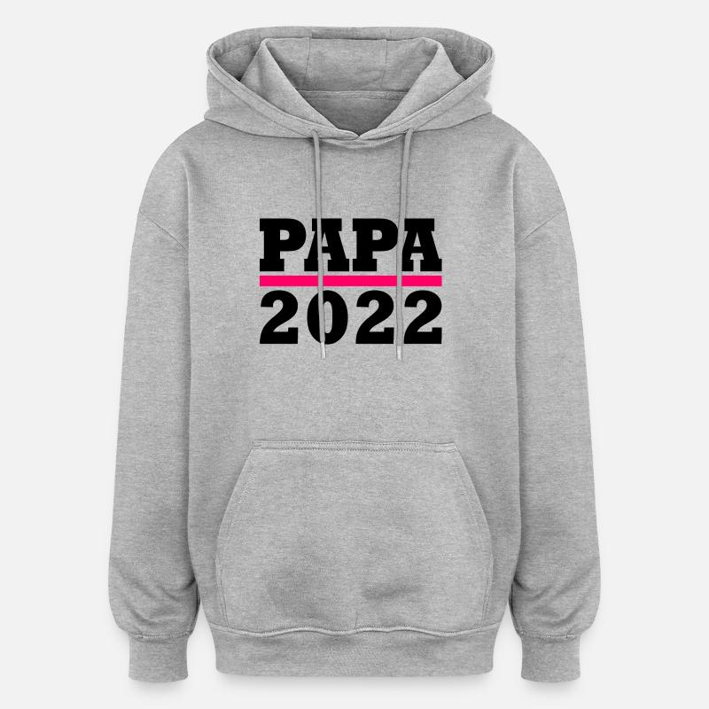 Papa 2022 - Sweat à capuche oversize unisexe - gris chiné