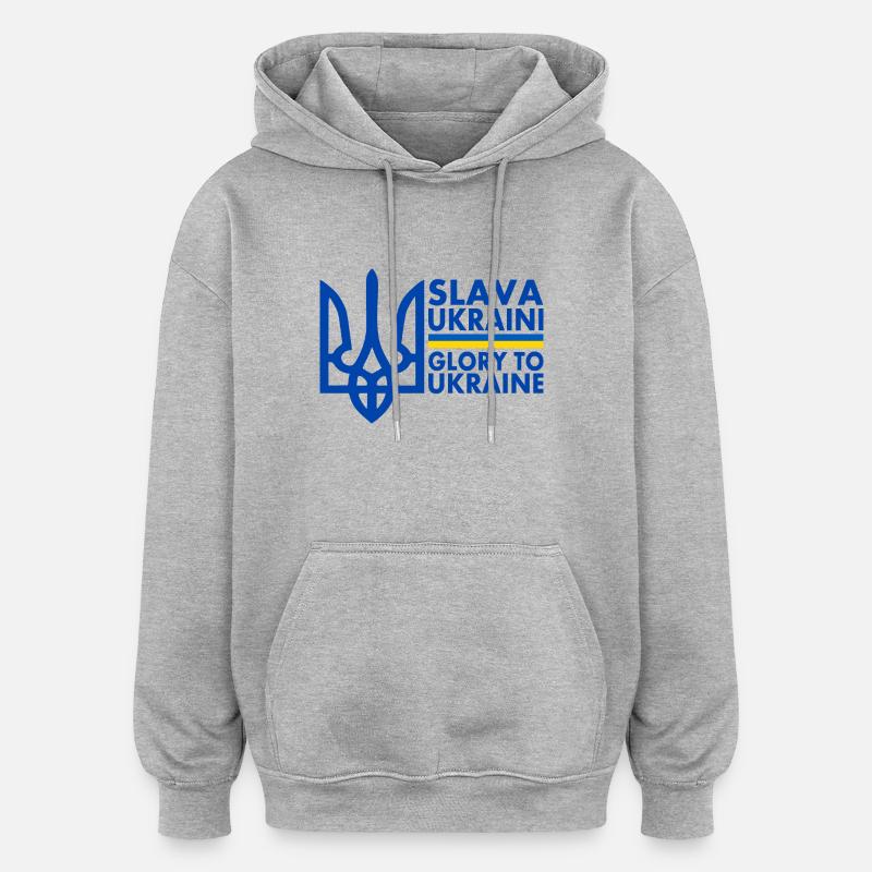 Ukraine - Sweat à capuche oversize unisexe - gris chiné