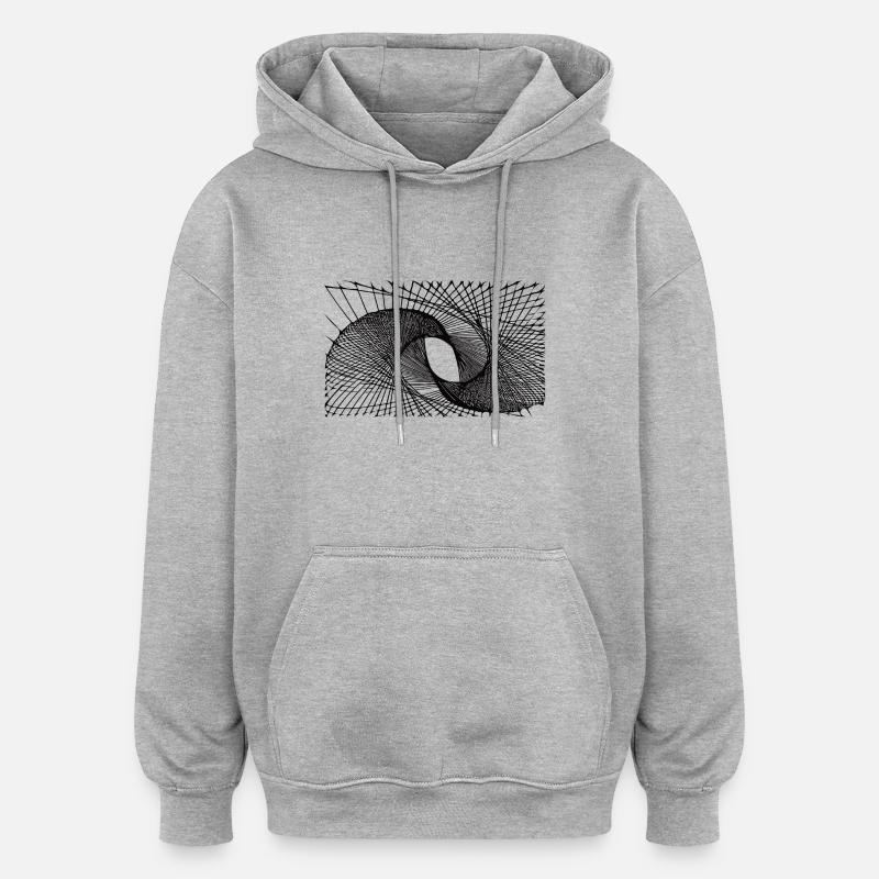 Lignes géométriques - Sweat à capuche oversize unisexe - gris chiné