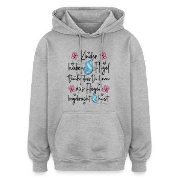 Kinder haben Flügel Fliegen Danke Kita Abschied - Oversized Unisex Hoodie - Grau meliert - Vorne - Noah (186cm)