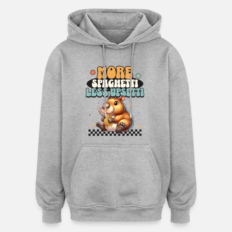 Plus de spaghettis moins d’upsetti - Sweat à capuche oversize unisexe - gris chiné