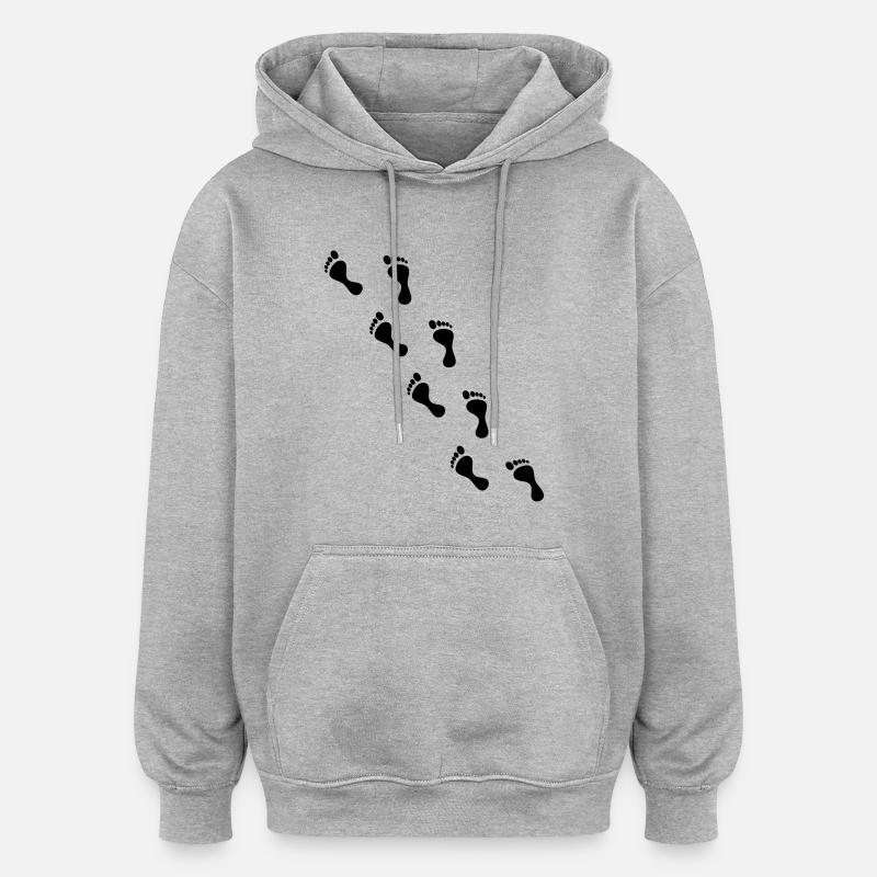 empreinte de pied - Sweat à capuche oversize unisexe - gris chiné