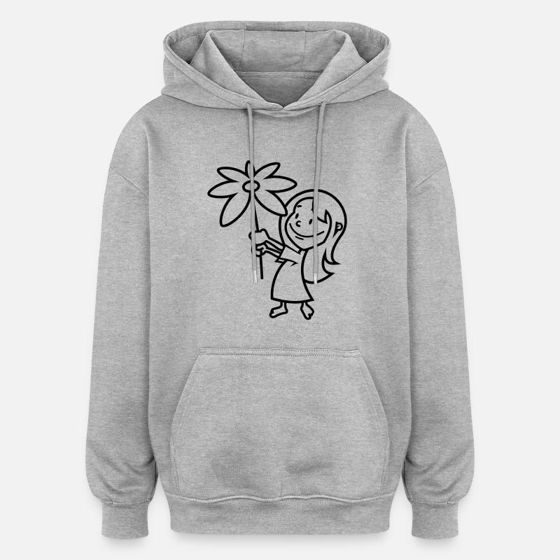 vl046a_blumenkind_1c - Oversized Unisex Hoodie - Grau meliert