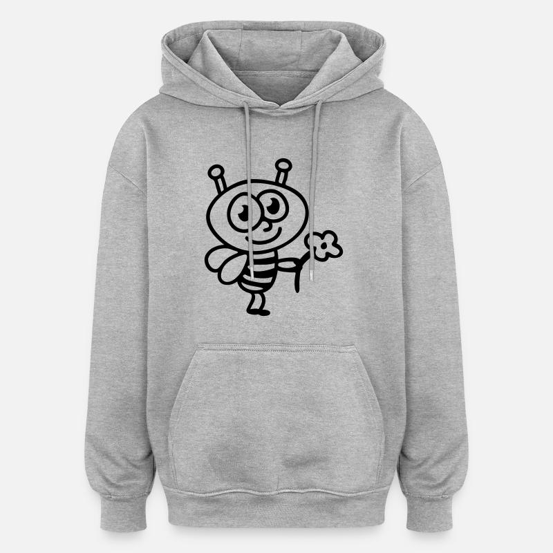 Bee + Fleur - Line - Sweat à capuche oversize unisexe - gris chiné