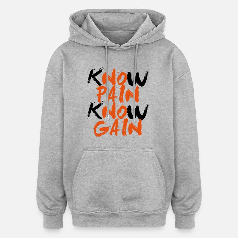 No Pain No Gain - Sweat à capuche oversize unisexe - gris chiné