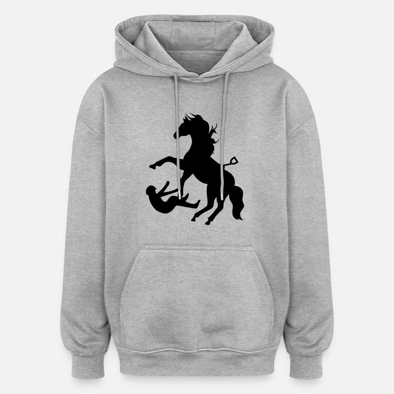 cheval - Sweat à capuche oversize unisexe - gris chiné