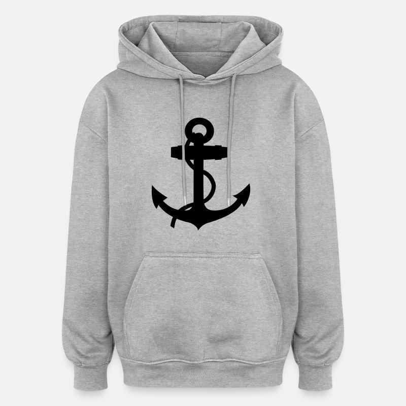 ancre - Sweat à capuche oversize unisexe - gris chiné