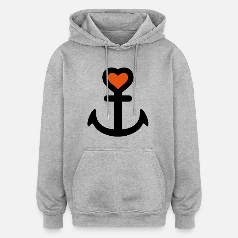 herzanker_062011a_2c - Sweat à capuche oversize unisexe - gris chiné